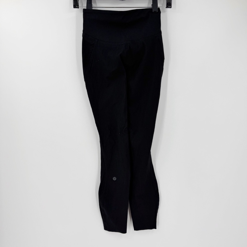 Lululemon Base Pace High-Rise Ribbed Tight 25" Black Workout Exercise Raw Edge 2 - Picture 4 of 6